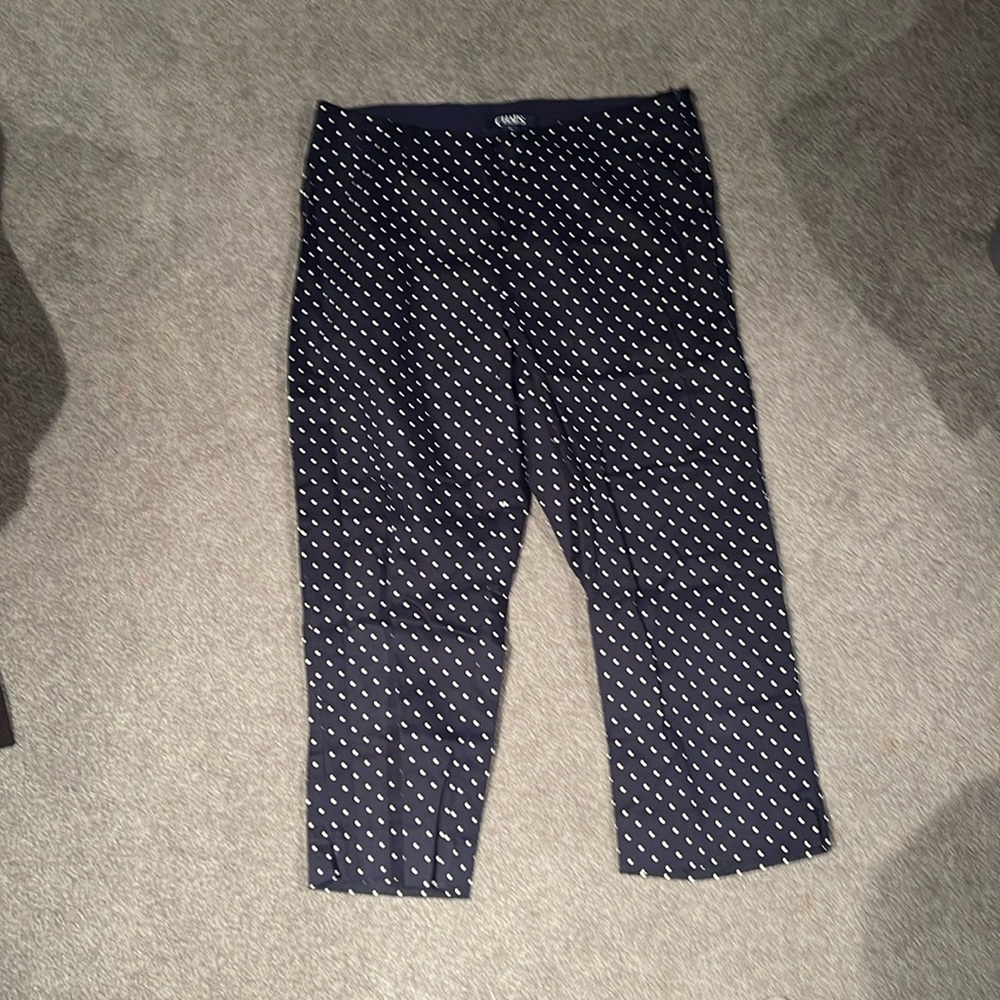 Chaps ankle crop polka dot skinny trousers in navy size 12